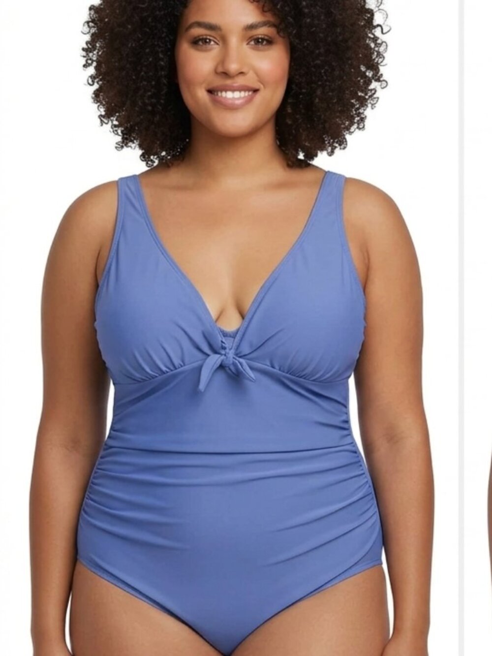 Nicole Miller Studio Women's Size 2X Blue One Piece Swimsuit Tie Front Mesh NWT